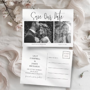 Postale Faire-part Carte de sauvegarde de date minimale noir et blanc