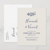 Postale Faire-part Carte de sauvegarde de date Olive Navy (Devant / Derrière)