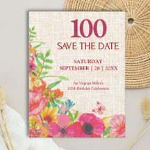 Carte de sauvegarde de date pour 100e anniversaire