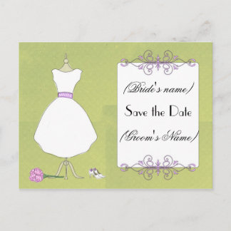 Postale Faire-part Carte de sauvegarde de date-Robe de mariée chic