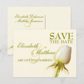 Postale Faire-part Carte de sauvegarde de date simple rose blanche bo (Devant / Derrière)