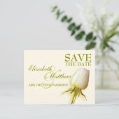 Postale Faire-part Carte de sauvegarde de date simple rose blanche bo (Debout devant)
