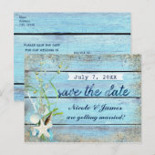 Postale Faire-part Carte de sauvegarde de date tropicale de la plage  (Devant / Derrière)