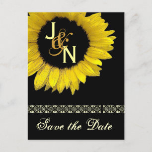 Postale Faire-part Carte de sauvegarde de la date - Tournesol jaune
