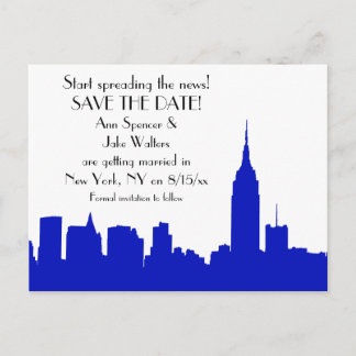 Postale Faire-part Carte de sauvegarde de la silhouette de NYC Royal