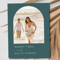 Carte de sauvegarde de mariage de plage photo vert