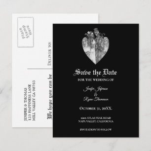 Postale Faire-part Carte de sauvegarde de mariage élégant d'Halloween