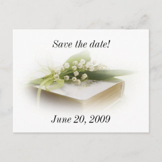 Postale Faire-part carte de sauvegarde de muguet avec la bible