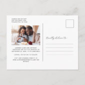 Postale Faire-part Carte de sauvegarde Minimal 2-Photo Script Vert Sa (Dos)