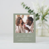 Postale Faire-part Carte de sauvegarde Minimal 2-Photo Script Vert Sa (Debout devant)