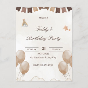 Postale Faire-part Carte de vœux d'anniversaire Ourson