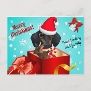 Postale Faire-part Carte de vœux de Noël avec un dachshund mignon
