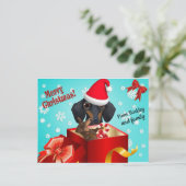 Postale Faire-part Carte de vœux de Noël avec un dachshund mignon (Debout devant)