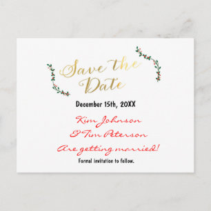 Postale Faire-part Carte de vœux de Noël en or pour les fêtes de fin