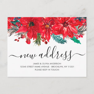 Postale Faire-part Carte de vœux de nouvel an avec poinsettia de Noël