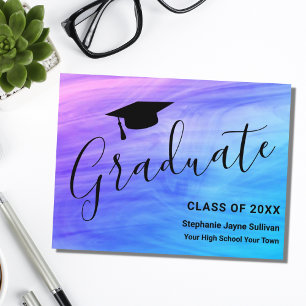 Postale Faire-part Carte de voeux de remise de diplôme rose violet po