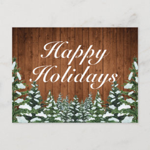 Postale Faire-part Carte de vœux rurale de Noël en bois enneigé et fo
