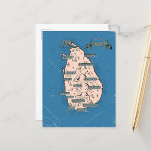 Postale Faire-part Carte de voyage illustrée de Sri Lanka