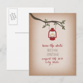 Postale Faire-part Carte d'économie de date de lanterne de camping ro (Devant / Derrière)