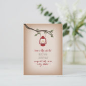 Postale Faire-part Carte d'économie de date de lanterne de camping ro (Debout devant)