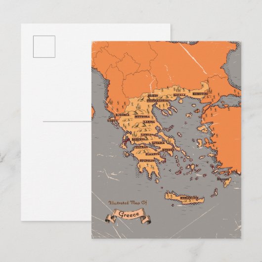Postale Faire-part Carte des comtés Vintages de Grèce (Devant / Derrière)