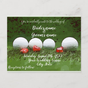 Postale Faire-part Carte d'invitation de mariage de golf avec balle d
