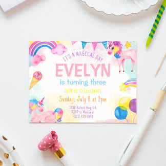 Postale Faire-part Carte d'invitation pour fille d'anniversaire de la