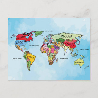 Postale Faire-part Carte du monde