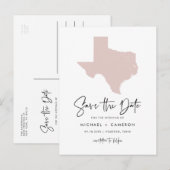 Postale Faire-part Carte du Texas rose vif Script moderne Enregistrer (Devant / Derrière)