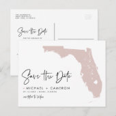 Postale Faire-part Carte Floride rose vif Script moderne Enregistrer  (Devant / Derrière)