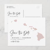 Postale Faire-part Carte Hawaii rose vif Script moderne Enregistrer l (Devant / Derrière)