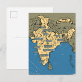 Postale Faire-part Carte illustrée de l'Inde (Devant / Derrière)