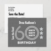 Postale Faire-part Carte Moderne de 60e Anniversaire A03 (Devant / Derrière)