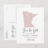 Postale Faire-part Carte moderne de Minnesota rose à conserver pour a (Devant / Derrière)