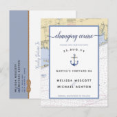 Postale Faire-part Carte nautique authentique Modifier la date (Devant / Derrière)