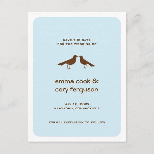 Postale Faire-part Carte plate personnalisée bleue pour annoncer votr (Devant)