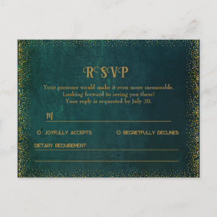Postale Faire-part Carte RSVP vintage Vert foncé