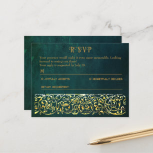 Postale Faire-part Carte RSVP vintage Vert foncé