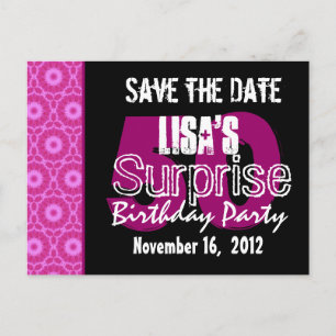 Postale Faire-part Carte Surprise 50 ans Fête Rose V451