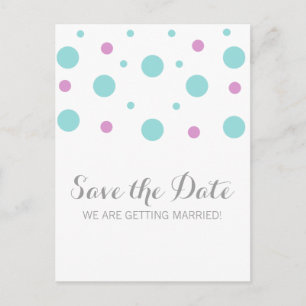 Postale Faire-part Carte Turquoise Fuchsia Confetti pour mariage