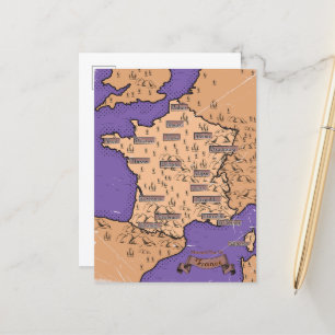 Postale Faire-part Carte vintage de France