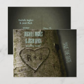 Postale Faire-part Carve d'arbre rustique — Enregistrer la carte post (Devant / Derrière)