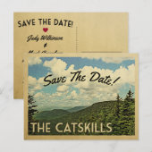Postale Faire-part CatSkills Mountains Enregistrer La Date Carte Post (Devant / Derrière)