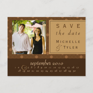 Postale Faire-part Cercle Brown Enregistrer la carte de date
