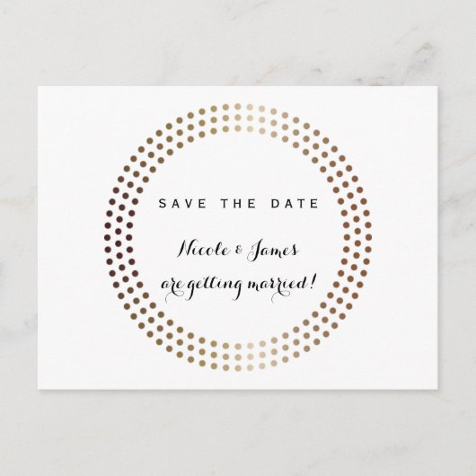 Postale Faire-part Cercles Or Dotée Moderne Enregistrer La Date Carte (Devant)