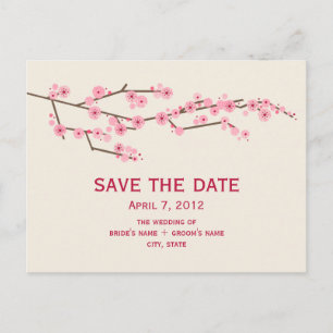 Postale Faire-part Cerise Blossom Wedding Enregistrer La Date Carte P