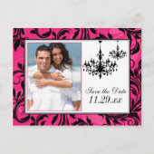 Postale Faire-part Chandeliers rose noir blanc Enregistrer la carte D (Devant)