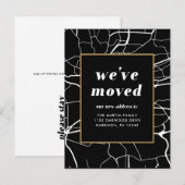 Postale Faire-part Changement de carte d'adresse Design noir et blanc (Devant / Derrière)