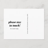 Postale Faire-part Changement de carte d'adresse Design noir et blanc (Dos)