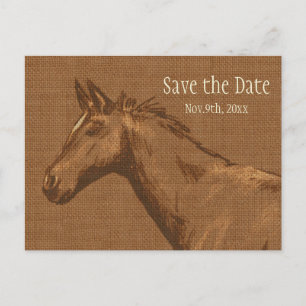Postale Faire-part Charming Rustic Horse Enregistrer la date Carte po